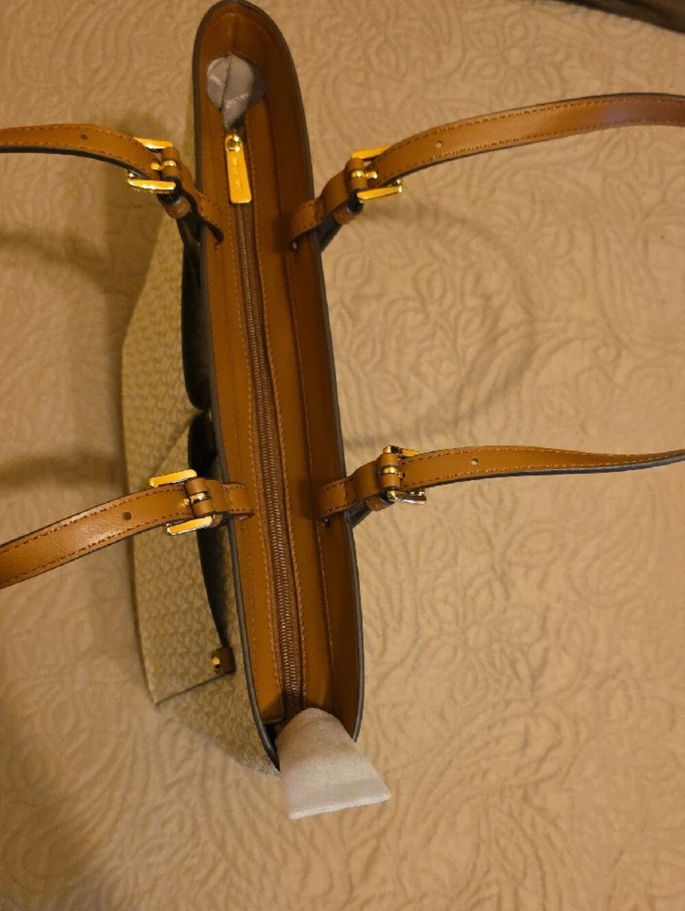 Michael Kors Vanilla Signature MK Tote with Acorn Trim